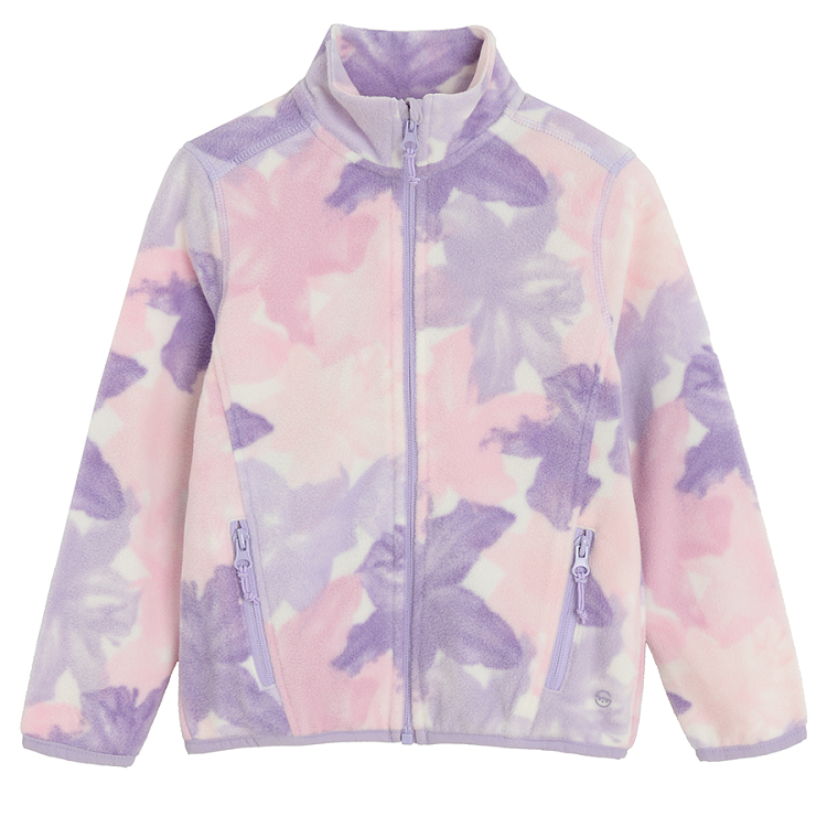 Pink tie dye zip through sweatshirt