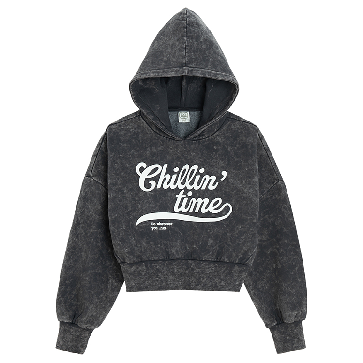 Grey hooded sweatshirt with Chillin' Time print