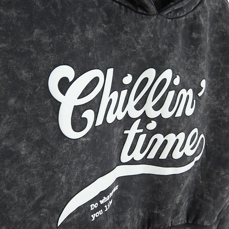 Grey hooded sweatshirt with Chillin' Time print