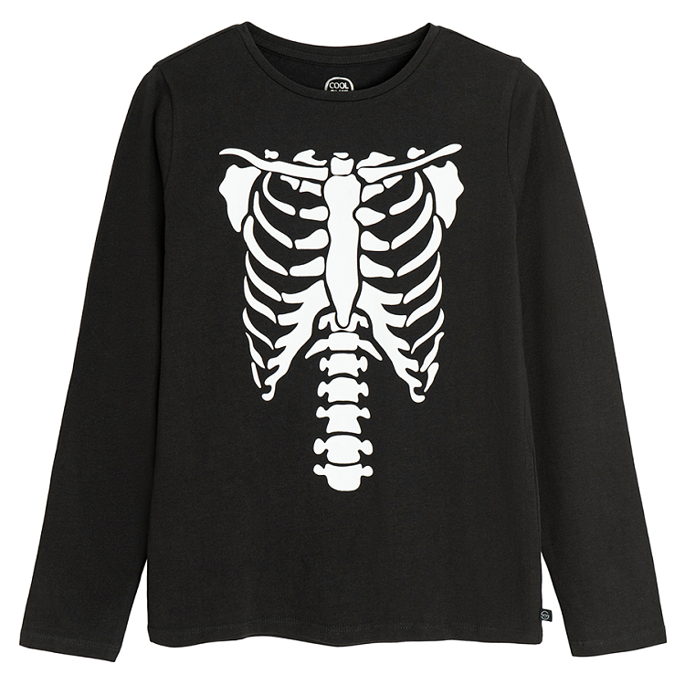 Black blouse with Halloween skeleton print