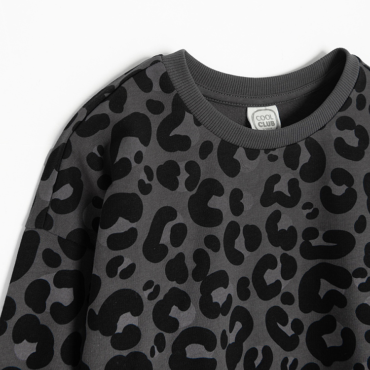 Black animal print blouse