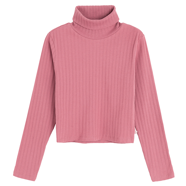 Pink turtleneck blouse