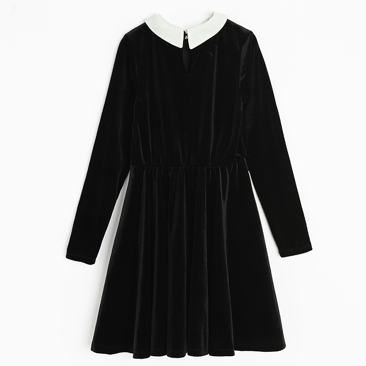 Black long sleeve dress with white collar