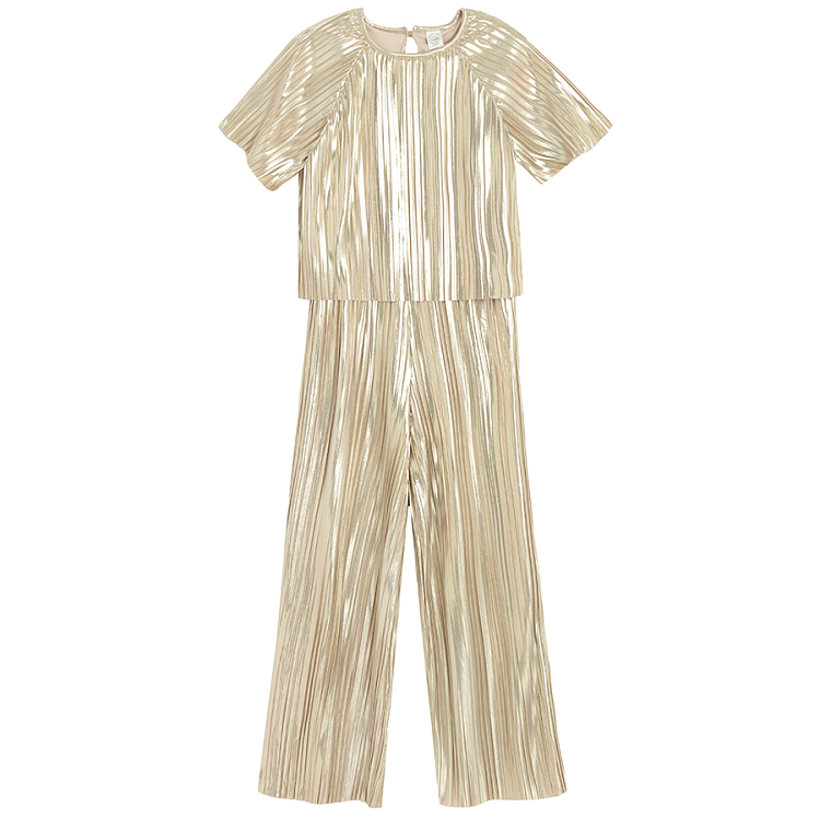 Gold short sleeve playsuit