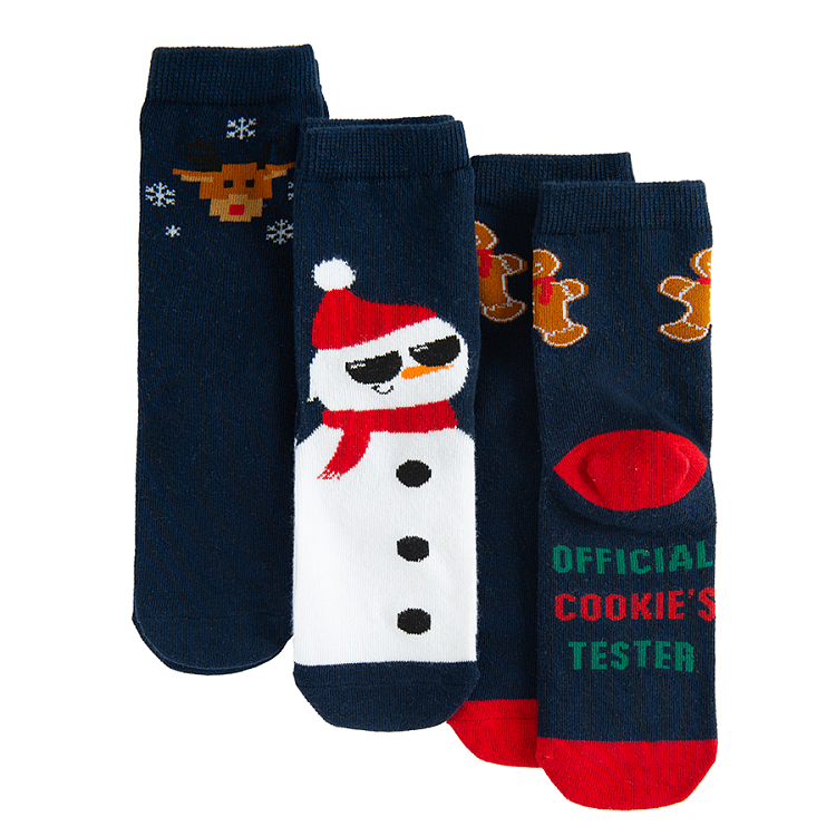 Blue socks with Xmas print- 3 pack