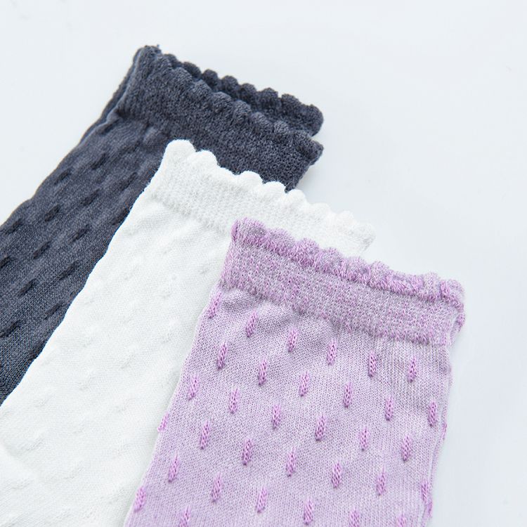 Purple grey white socks 3-pack