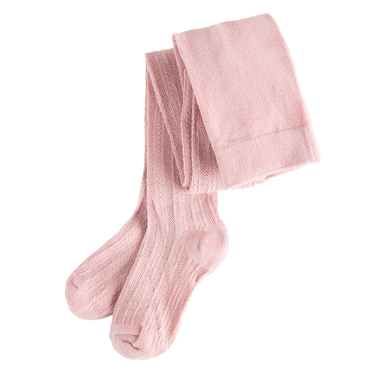 Dusty pink ribbed thich tights