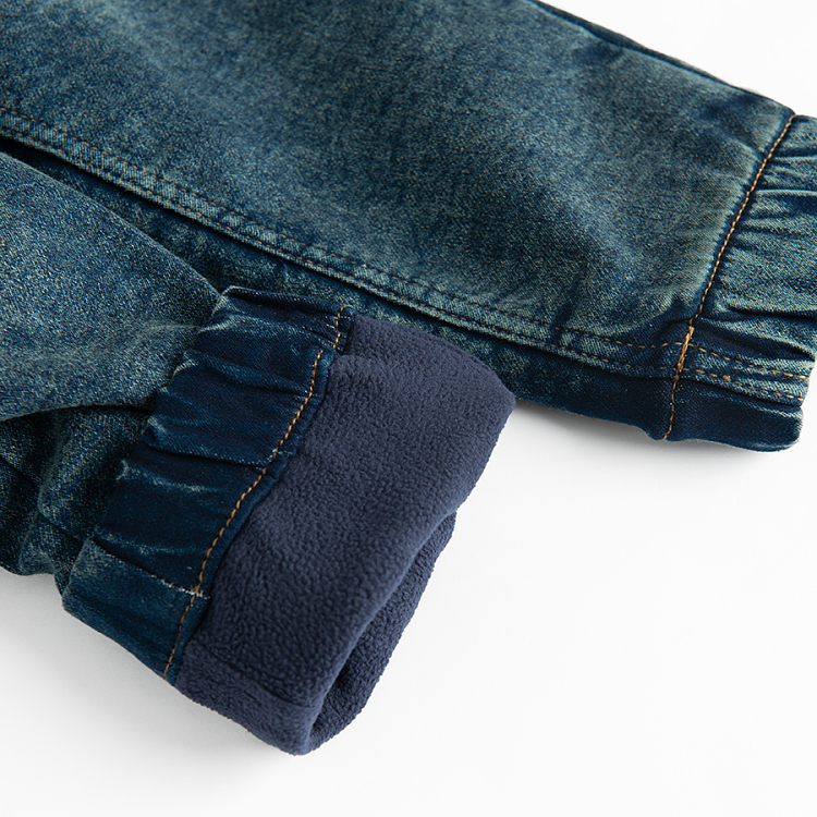 Blue denim pants with elastic waist