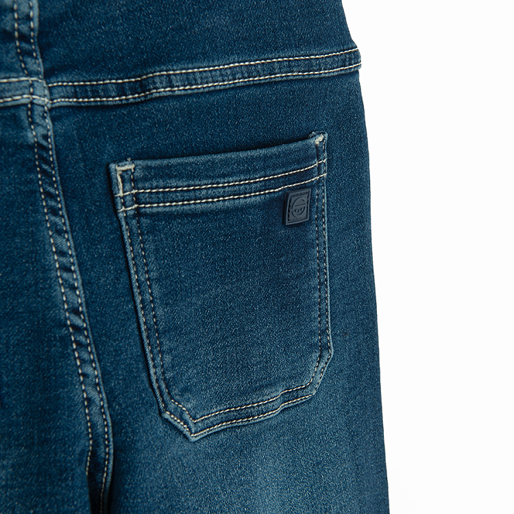 Blue denim pants with elastic waist