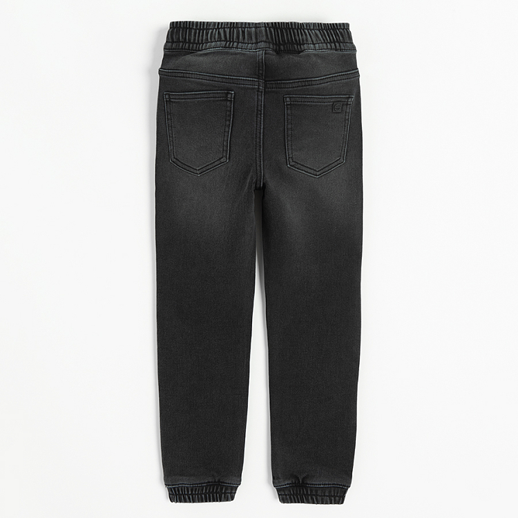 Washed black denim trousers