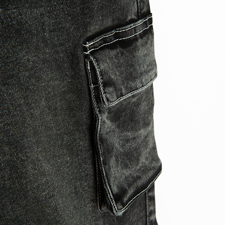 Washed black denim trousers