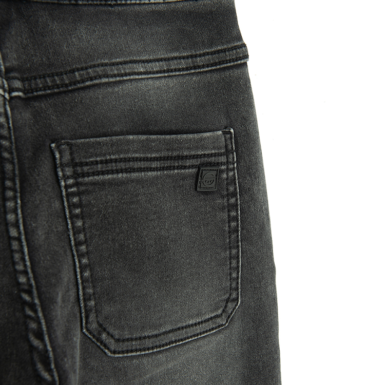 Black denim pants with elastic waist