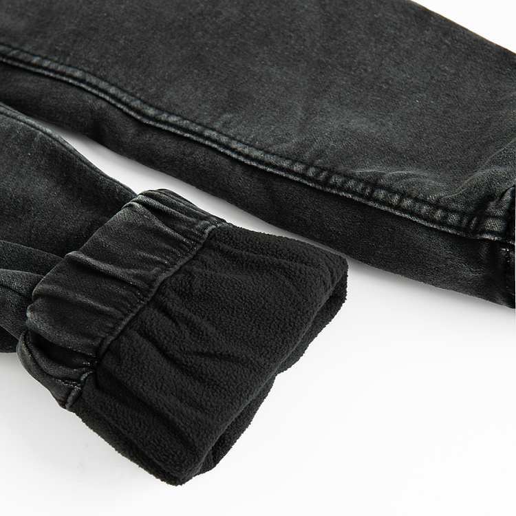 Black denim pants with elastic waist