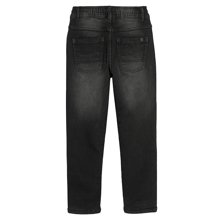 Black denim pants with cord waist