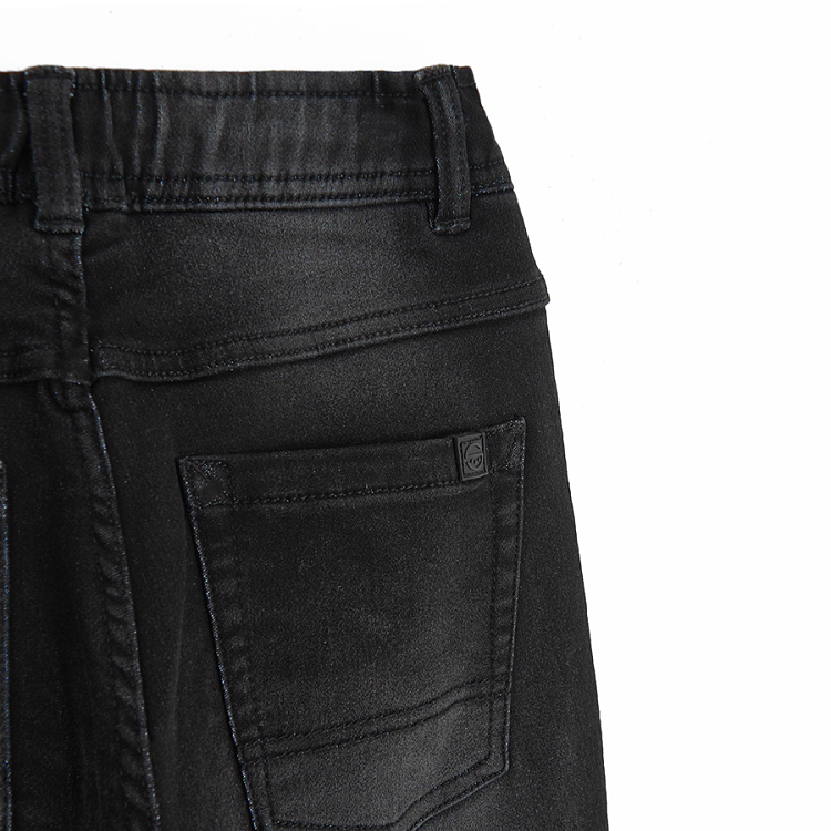 Black denim pants with cord waist