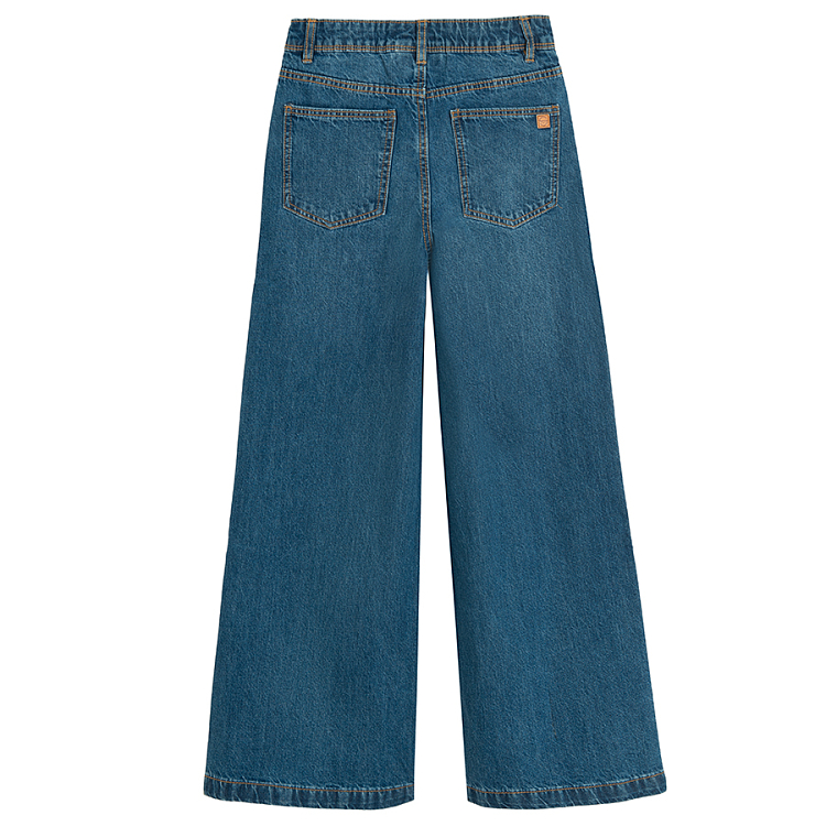 Blue denim wide leg pants