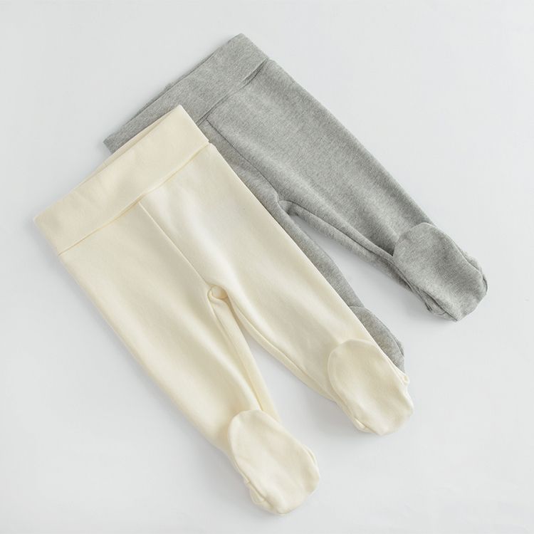 White and grey footed leggings - 2 pack