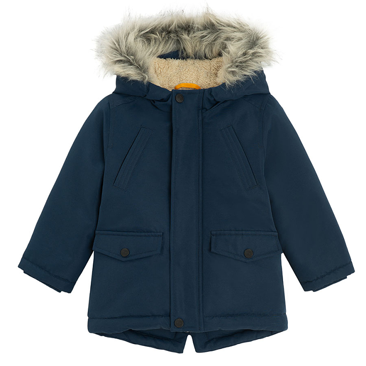 Blue hoosed winter jacket