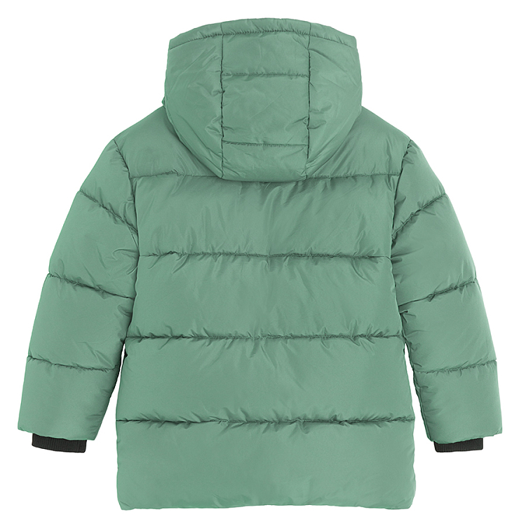 Green long winter zip through jacket