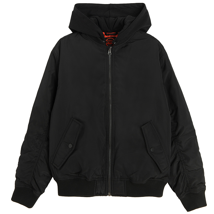 Black zip through hooded jacket