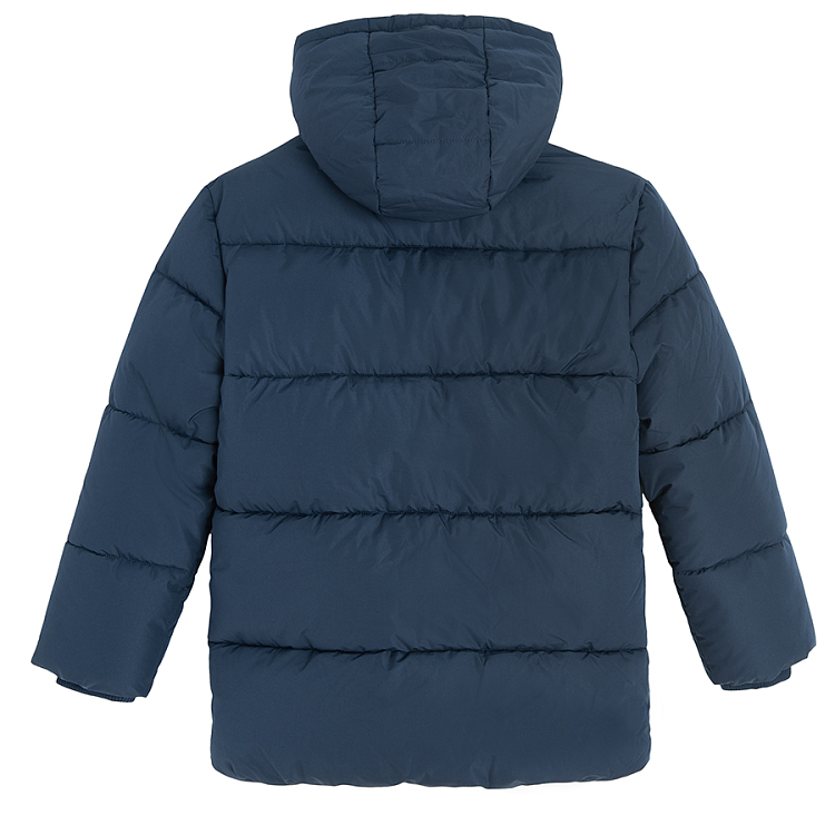 Blue zip through winter jacket