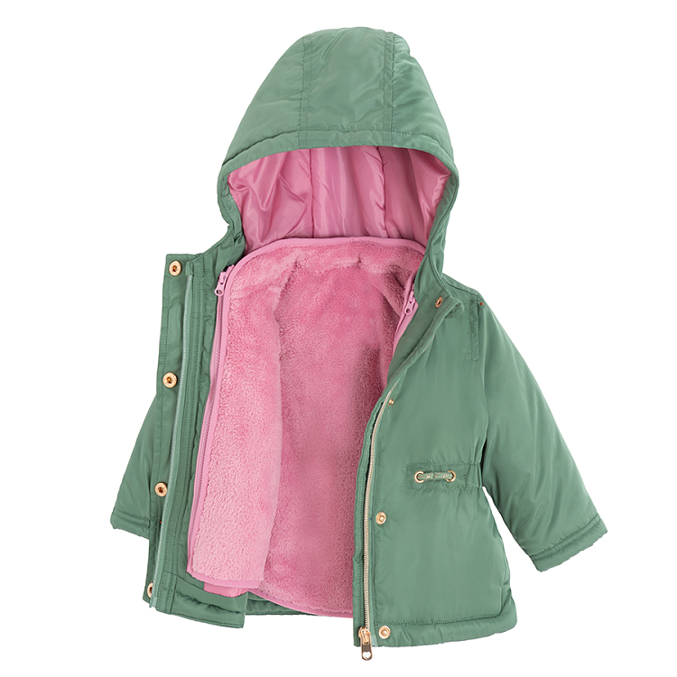 Khaki hooded jacket and pink zio through jacket set - 2 pieces