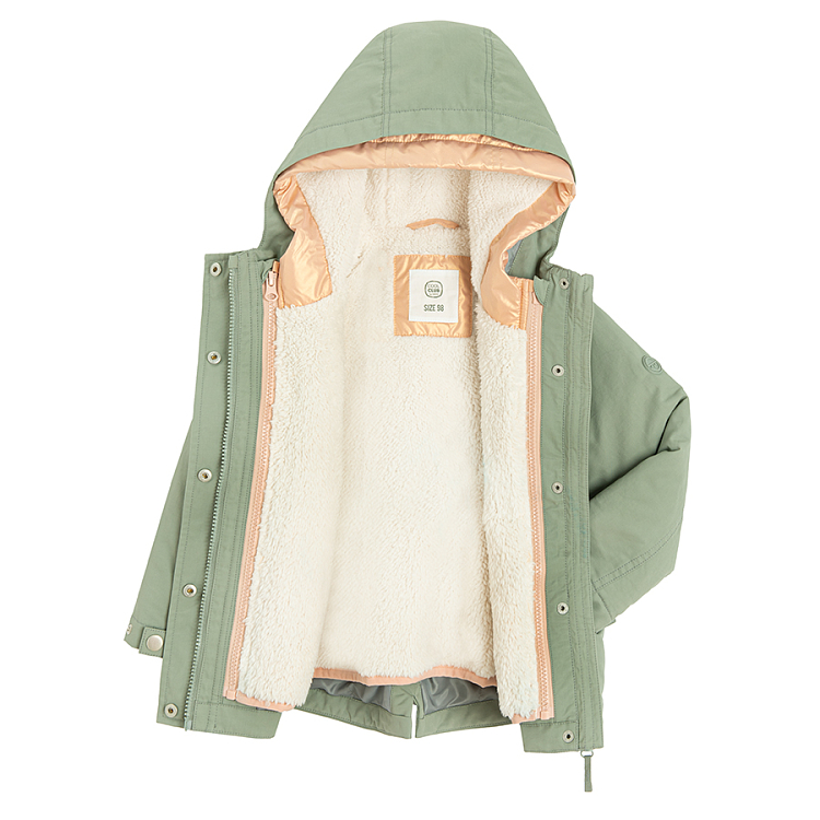 Green hooded and zip through jacket set - 2 pieces