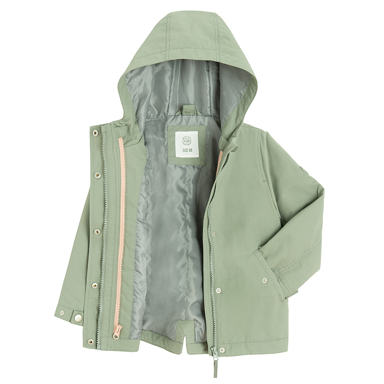 Green hooded and zip through jacket set - 2 pieces