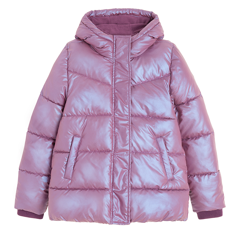 Purple zip through winter jacket