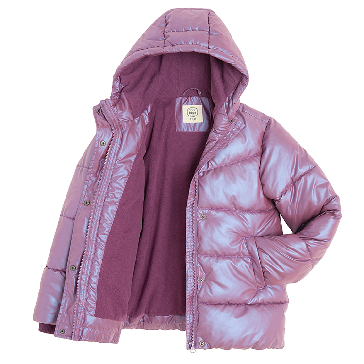 Purple zip through winter jacket