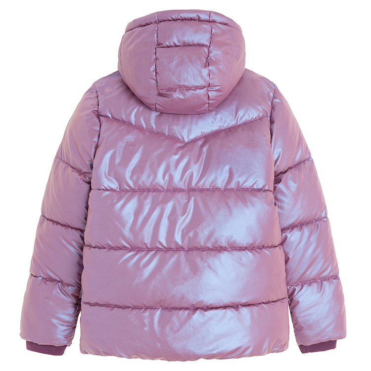 Purple zip through winter jacket