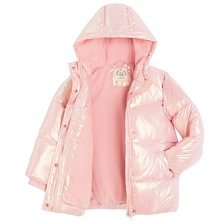 Dusty pink tie dye zip through hooded jacket