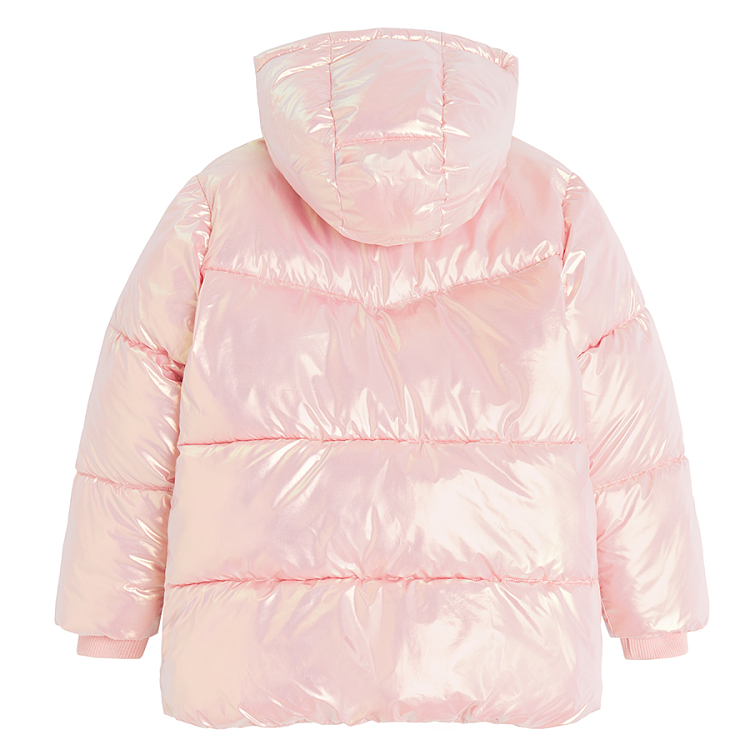 Dusty pink tie dye zip through hooded jacket