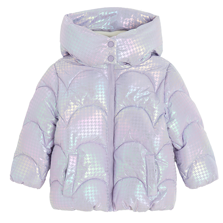 Violet zip through hooded winter jacket