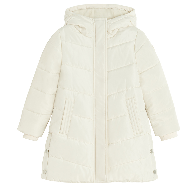 White hooded winter coat