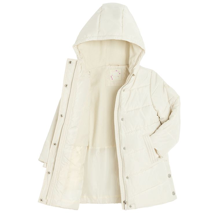 White hooded winter coat