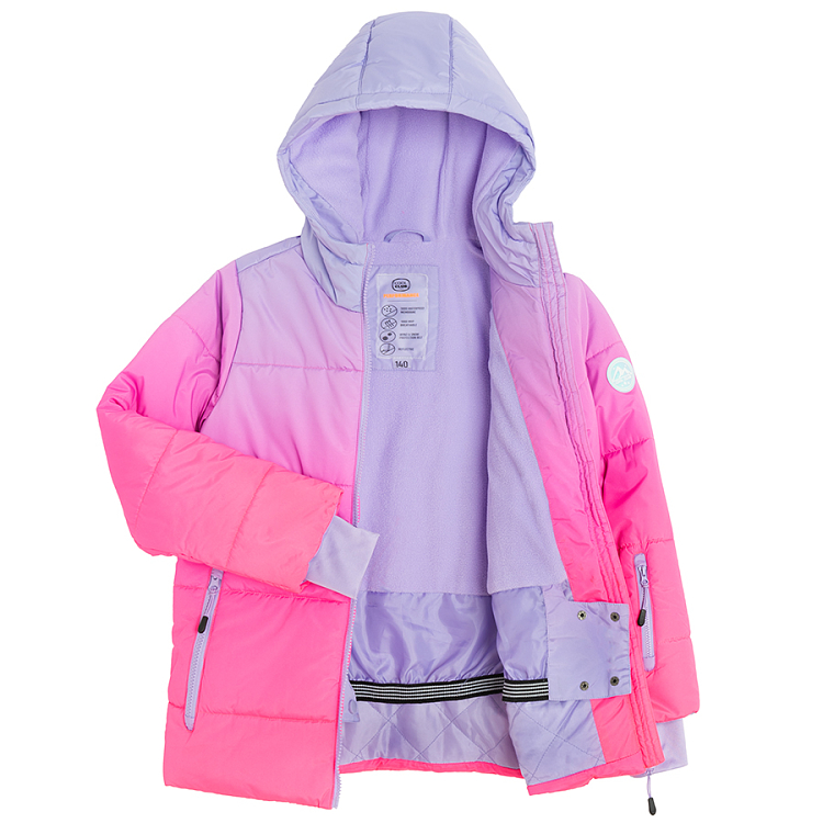 Violet hooded ski jacket