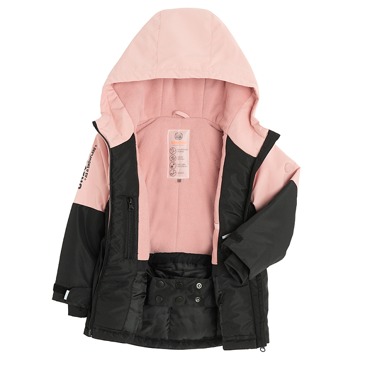 Pink hooded ski jacket