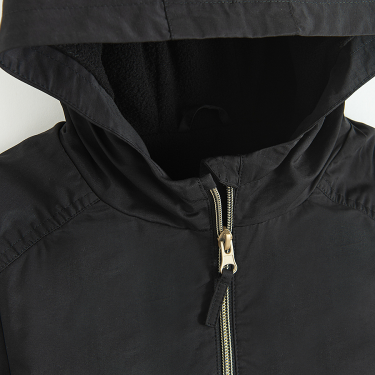 Black hooded light jacket