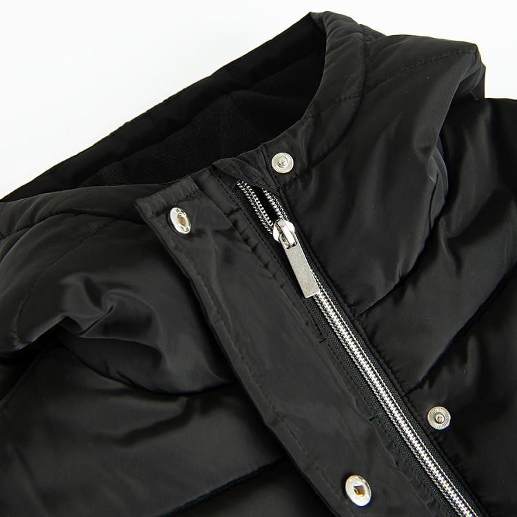 Black hooded winter coat