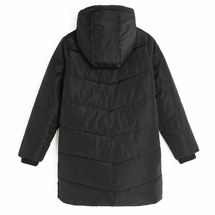 Black hooded winter coat