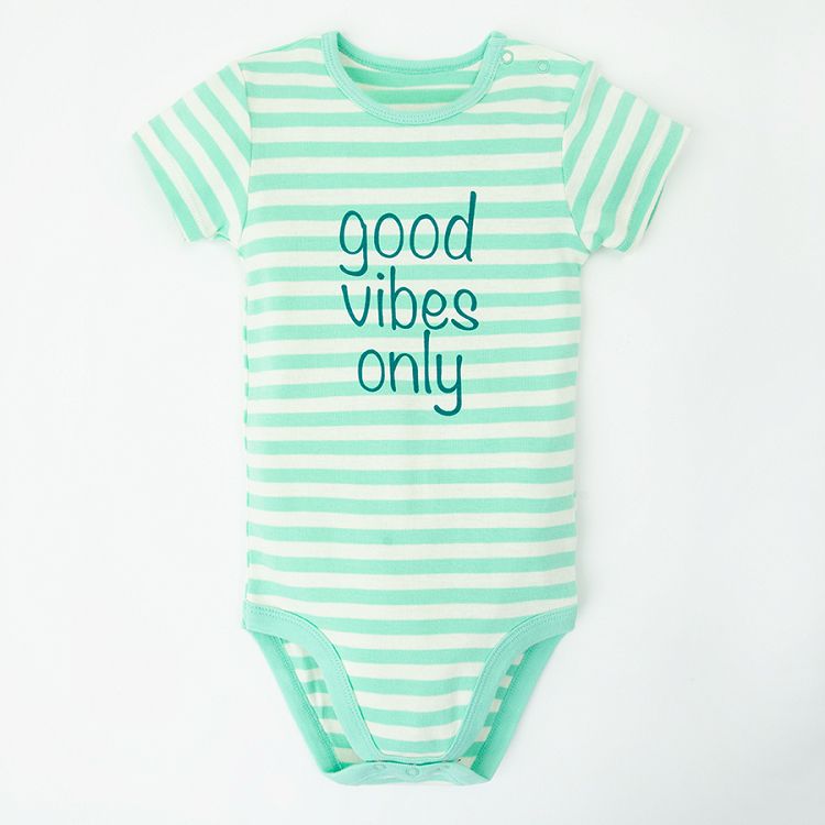 White light blue and stripes short sleeve bodysuits- 3 pack