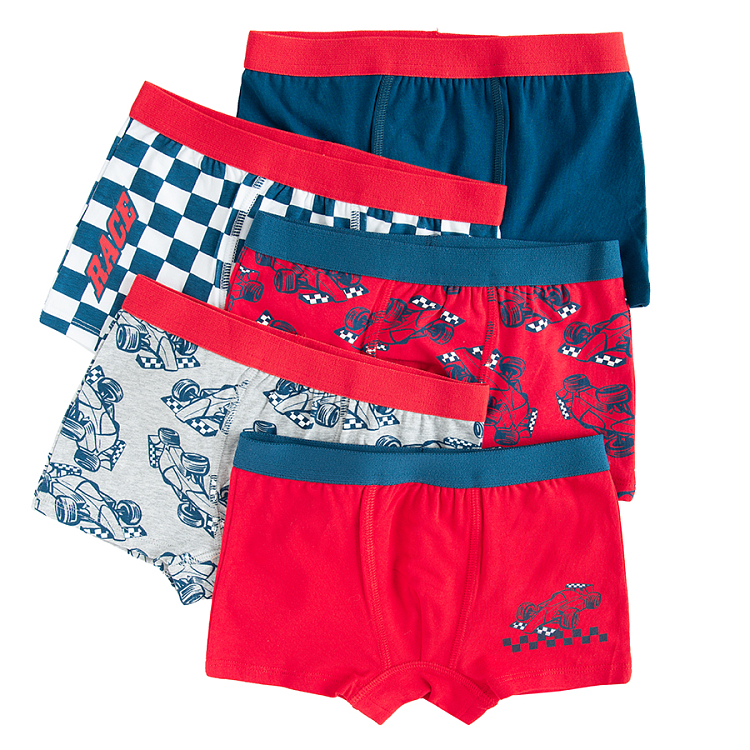 Blue and red boxer shorts- 5 pack