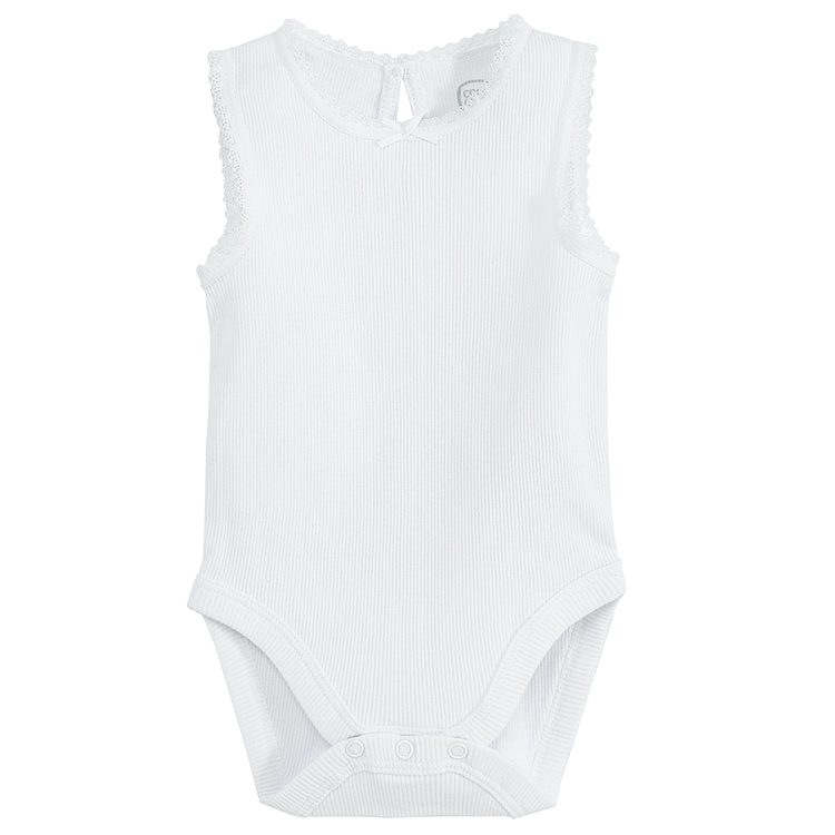 White and pink sleeveless bodysuits - 2 pack