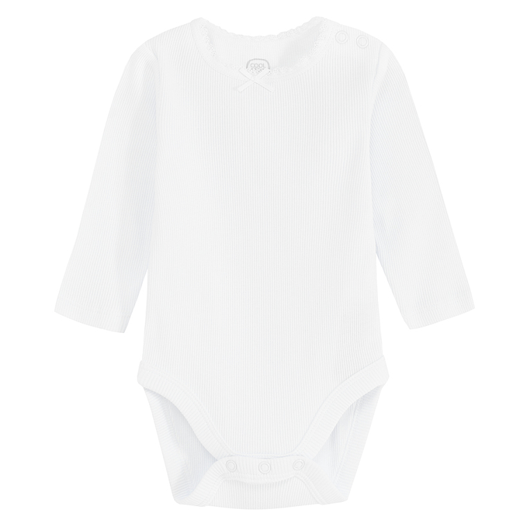 White and pink long sleeve bodysuits- 2 pack