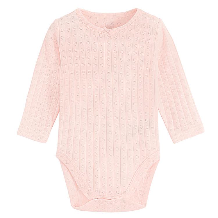 Light pink, white and pink long sleeve bodysuits- 3 pack