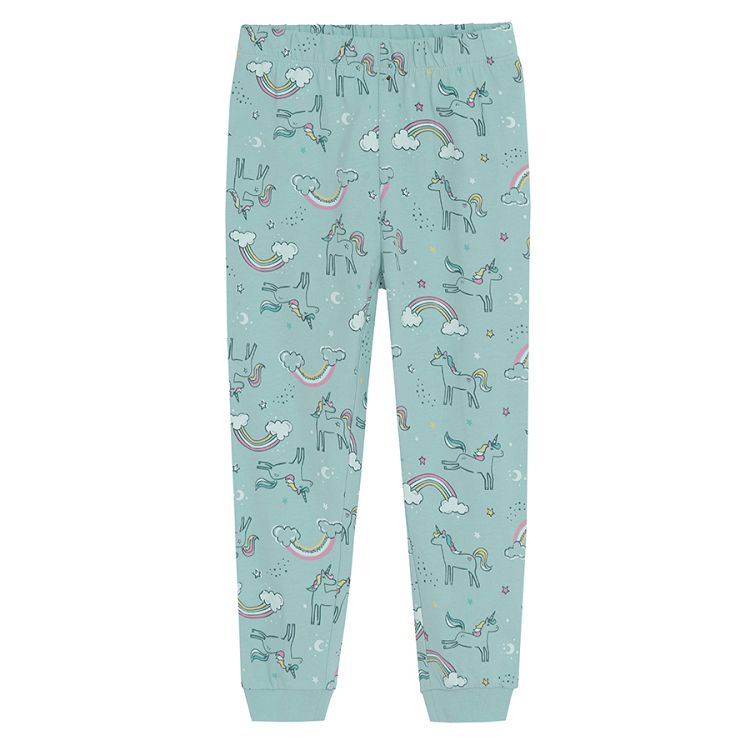 Pink and light green unicorn pyjamas- 2 pack