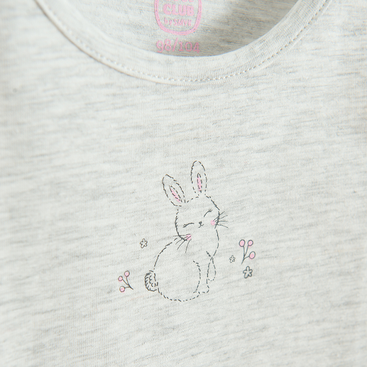 Grey and pink sleeveless bodies with bunnies and flowers print- 3 pack