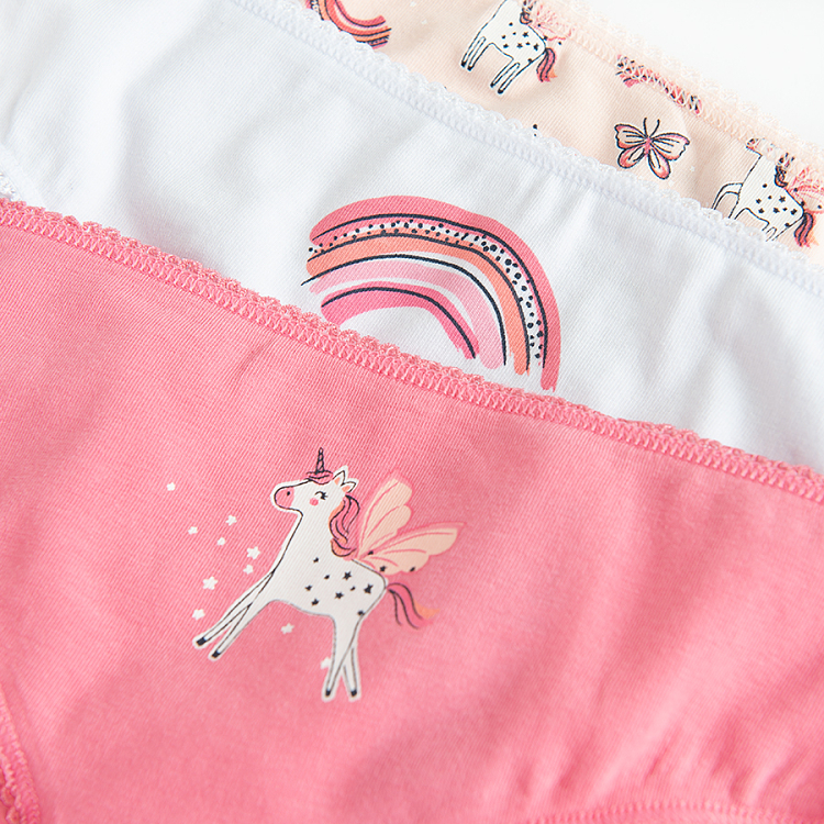 White and pink briefs with unicorn print- 7 pack