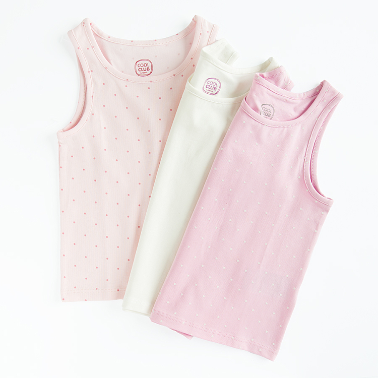 White and pink vests- 3 pack